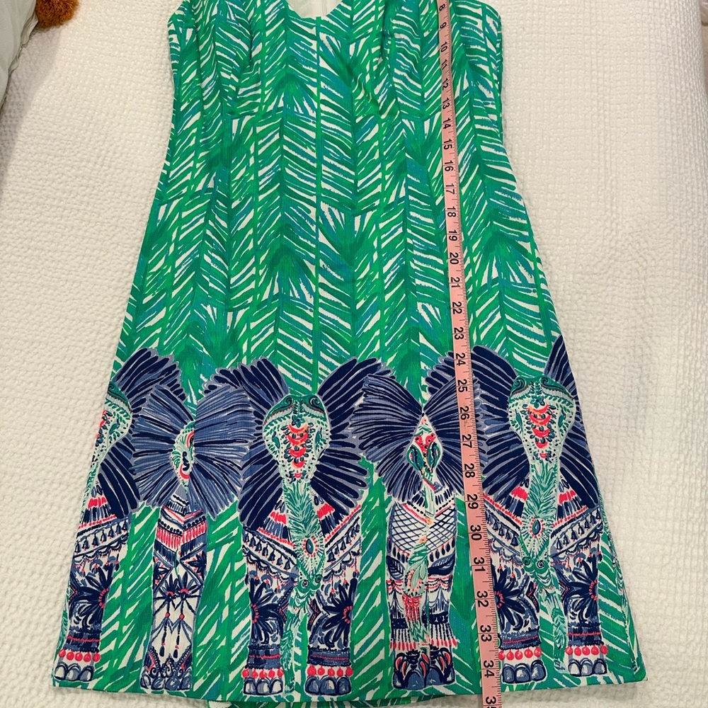 Size 4 Lilly Pulitzer green with elephant print summer dress